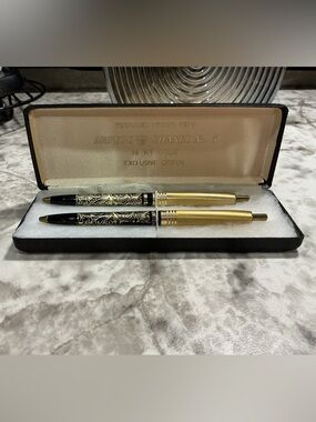 CHANEL & ARPEGE Gold Ornate Ballpoint Pen Duo